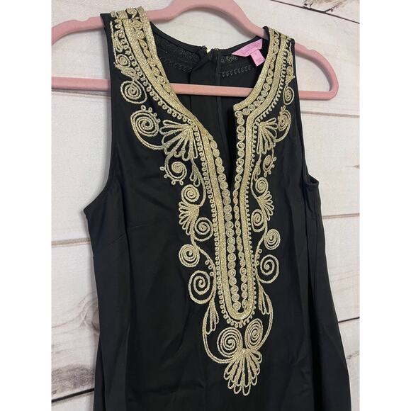 Lilly Pulitzer Black Sleeveless Dress With Gold Embellishments Size 2 Sleeveless - Picture 6 of 6